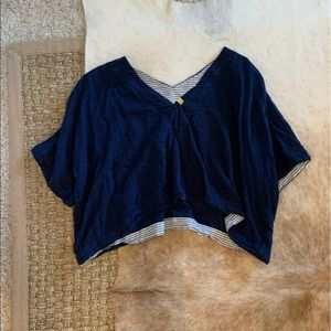 Free People Navy Linen Shirt